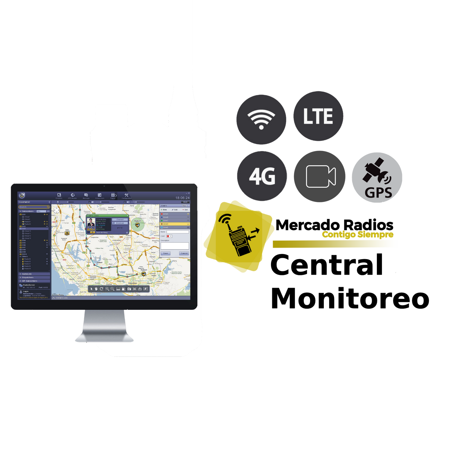 Arriendo de Central de Despacho y Control de Radios 4G y Bodycams.