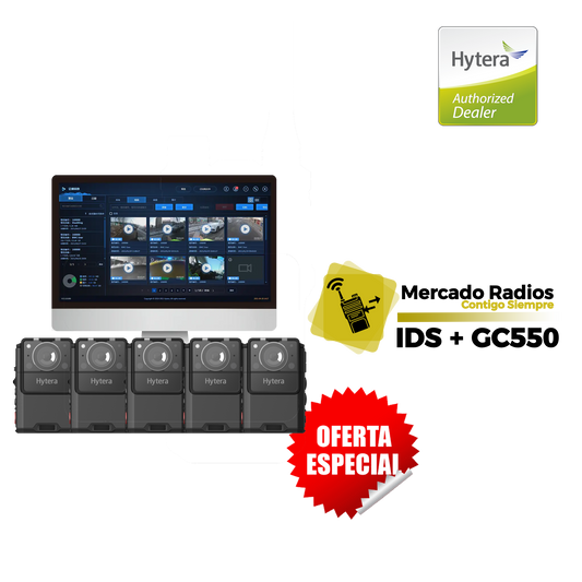 Kit Oferta Hytera - 5 Cámaras Corporales CG550 + 1 Software IDS
